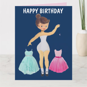 PAPER DOLL 5X7 BIRTHDAY CARD FOR GIRL