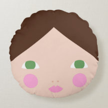 Paper Doll Face Round Pillow