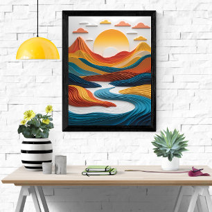 Paper Dreams: Sunset Over the Mountains Poster