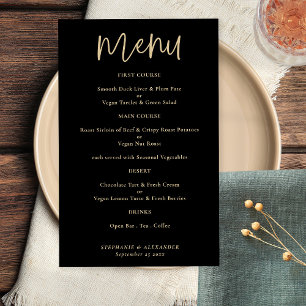 PAPER Elegant Gold Script Black Wedding Menu