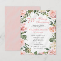 PAPER Elegant Pink Floral 70th Anniversary Party