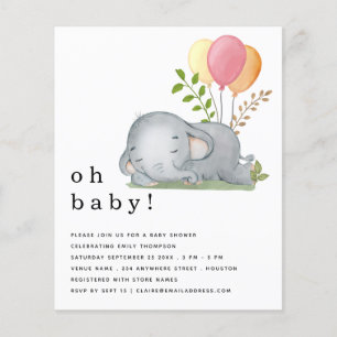 PAPER   Elephant Pink Girl Baby Shower Invite