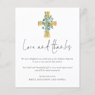 PAPER Eucalyptus Cross Script Baptism Thank You