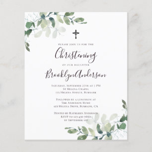 PAPER Eucalyptus Greenery Christening Invitation