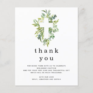 PAPER   Eucalyptus Leaves Cross Baptism Thank you