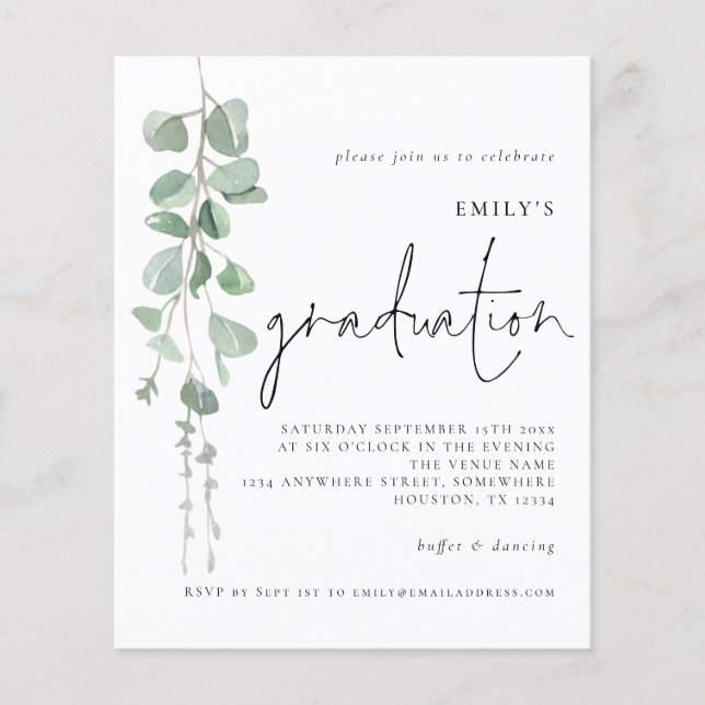 PAPER Eucalyptus Script 2024 Graduation Invite (Front)