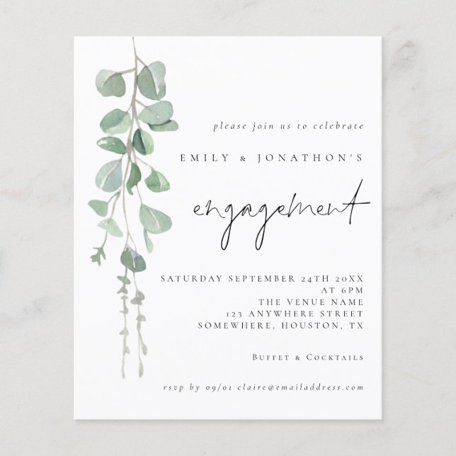 PAPER | Eucalyptus Script Engagement Party Invite (Front)