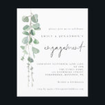 PAPER | Eucalyptus Script Engagement Party Invite<br><div class="desc">PAPER Eucalyptus Script Engagement Party Invitation. A great value PAPER (not card) alternative WITHOUT ENVELOPES at SMALLER size 4.5” x 5.6” and at a budget price. (Standard A6 envelopes are the nearest size to fit). Modern minimalist style with this botanical design, with watercolor foliage flowing down on the left hand...</div>