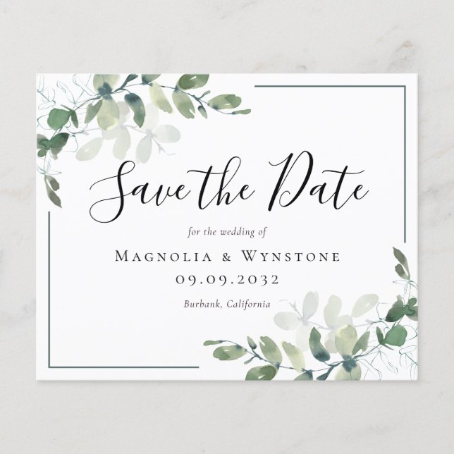 PAPER Eucalyptus Wedding Save The Date (Front)