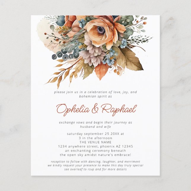 PAPER Fall Florals Terracotta Boho Wedding (Front)