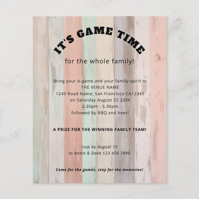 PAPER Family Games Day Slogan Coloured Wood (Front)