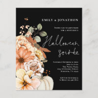 PAPER Floral Pumpkin Script Halloween Party Black