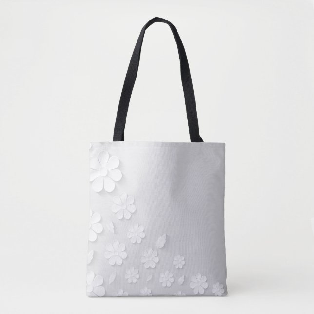 Paper flower background white tote bag (Front)