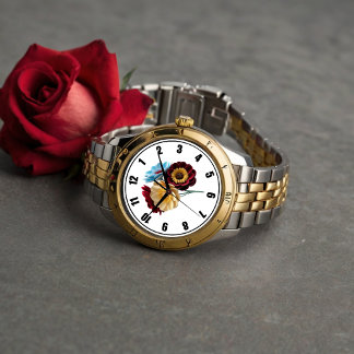 Paper Flower Bouquet with Black & White Watch