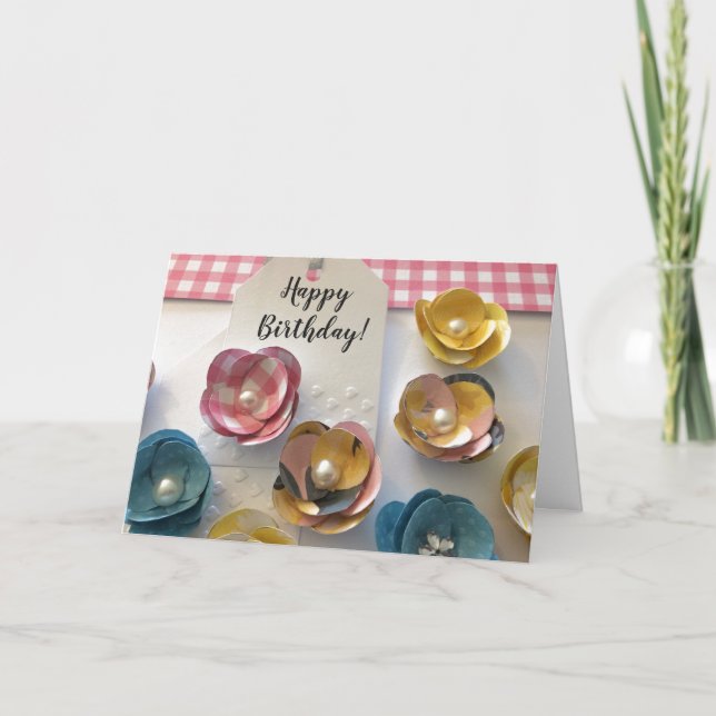 Paper Flowers For Your Birthday Card (Front)