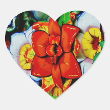 Paper Flowers Heart Shaped Stickers