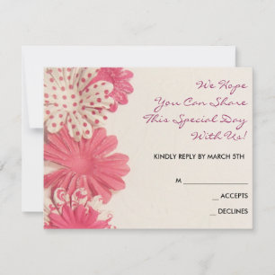 Paper Flowers Pink Bat Mitzvah Invitation Reply