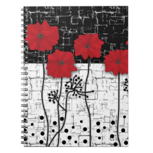 Paper flowers, red flowers notebook