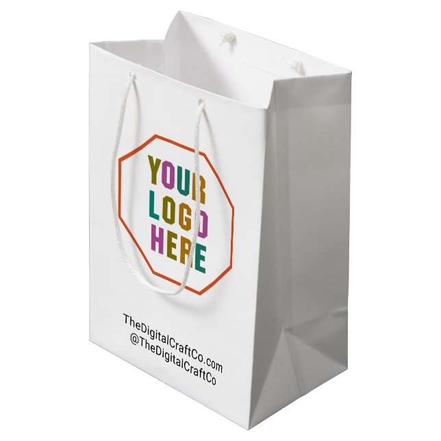 Paper gift bags with custom company logo, no minim (Front Angled)