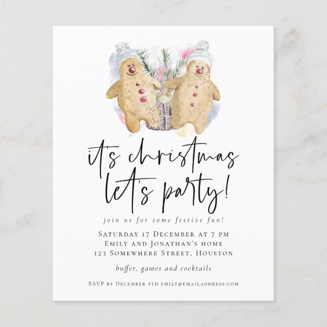 PAPER Gingerbread Men Christmas Lets Party Invite (Front)