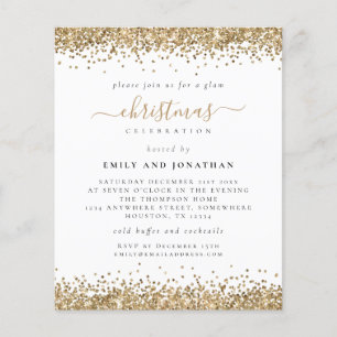 PAPER   Glam Gold Glitter Christmas Party Invite