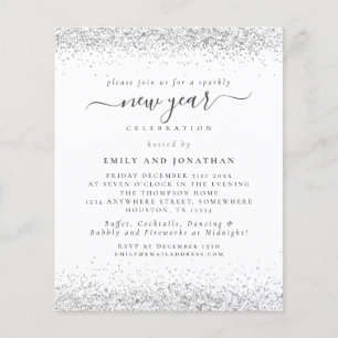 PAPER   Glam Silver Glitter New Years Eve Invite