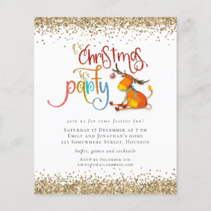 PAPER   Glitter Christmas Lets Party Deer Invite