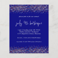 PAPER | Glitter Red Blue 4th July BBQ Invitation
