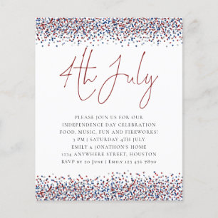 PAPER Glitter Red Blue 4th July Party Invitation