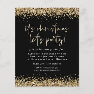 PAPER   Gold Glitter Christmas Lets Party Black