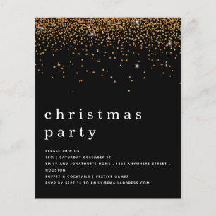 PAPER Gold Glitter Christmas Party Black Invite