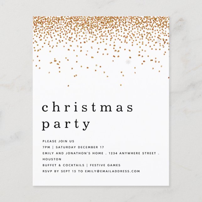 PAPER | Gold Glitter Christmas Party Invitation (Front)