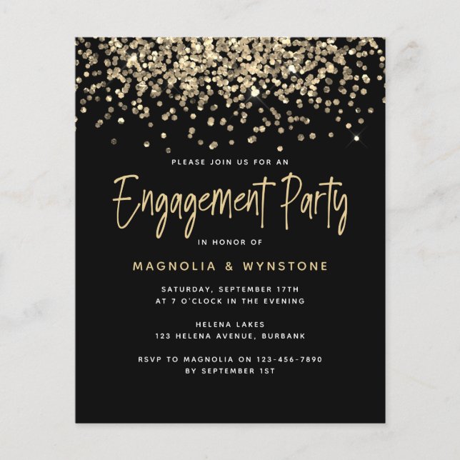 PAPER Gold Glitter Engagement Party Invitation (Front)