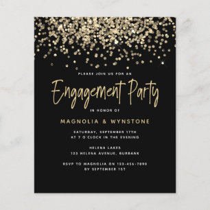 PAPER Gold Glitter Engagement Party Invitation