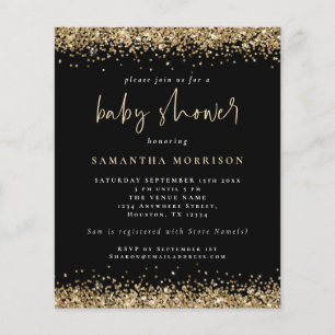 PAPER Gold Glitter Girl Boy Baby Shower Black