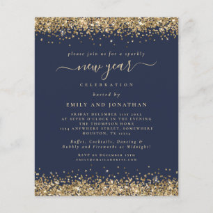 PAPER Gold Glitter Navy Blue New Years Eve Party