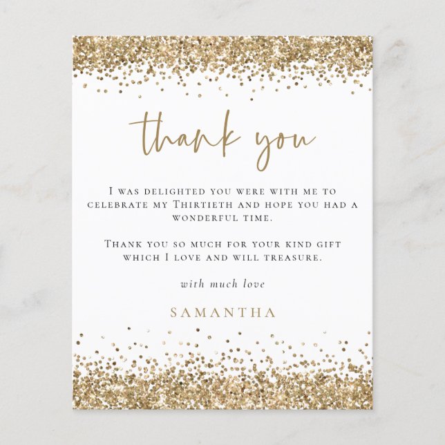 PAPER | Gold Glitter Photo Thirtieth Thank You (Front)