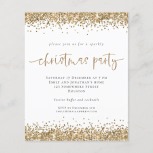 PAPER   Gold Glitter Script Christmas Party Invite