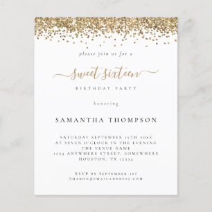 PAPER Gold Glitter Sweet Sixteen Invitation