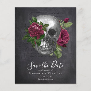 PAPER Gothic Save the Date   Slate Skull Roses