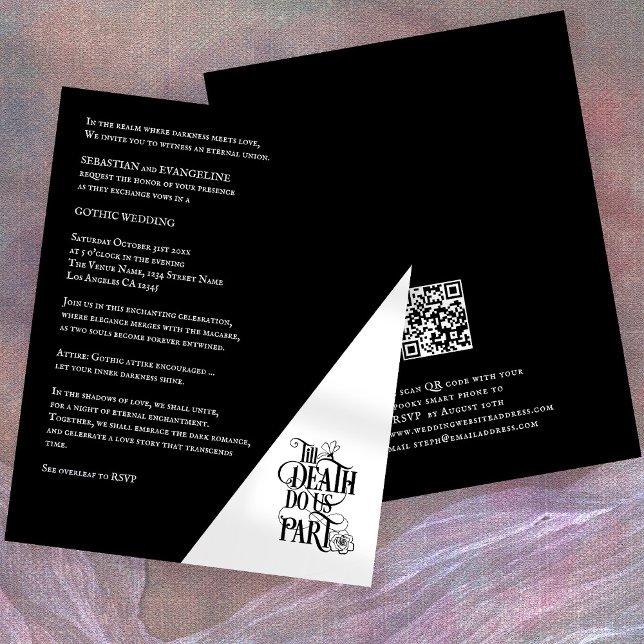 PAPER Gothic Till Death Do Us Part QR Wedding (Front and back view)