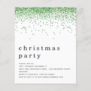PAPER Green Glitter Christmas Party Invitation