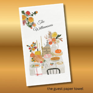 PAPER GUEST TOWEL PERSONALIZED THANKSGIVING TABLE NAPKIN