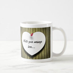 Paper Heart Handwritten Script Rustic Coffee Mug