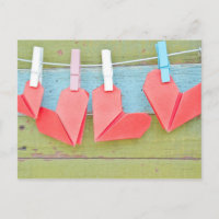Paper Heart Hanging On The Clothesline