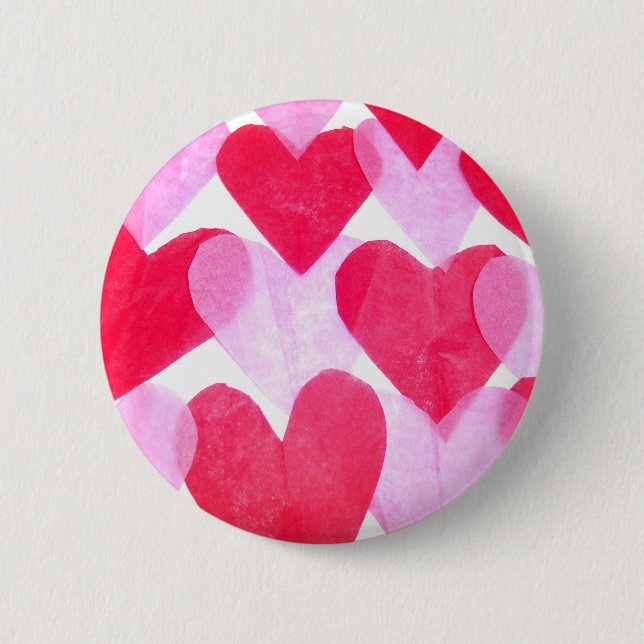 Paper Hearts 6 Cm Round Badge (Front)
