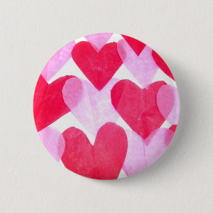 Paper Hearts 6 Cm Round Badge