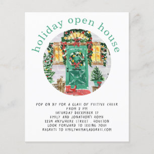 PAPER   Holiday Open House Party Teal Flyer