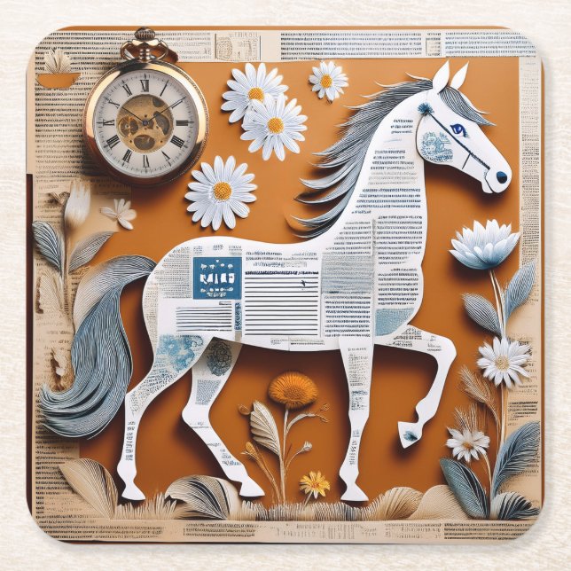 paper horse coaster (Front)