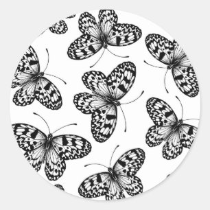 Paper kite butterfly pattern classic round sticker